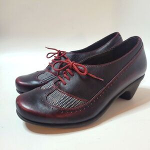 NAOT Burgundy Leather Heeled Loafers